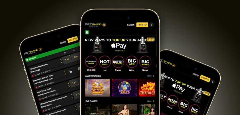 Betshezi Casino Mobile platform Baner